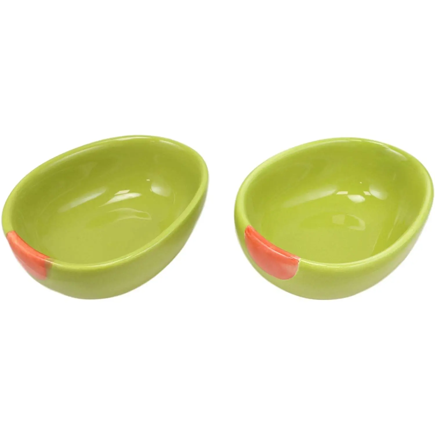 Ebros Ceramic Green European Olive Half Slice 4oz Small Dipping Bowls (Set of 2) - Pottery, Fired at High Temperature, 1.25" High, 6.25" Diameter, Durable, Exotic Look, Hand Wash Yes, Ebros Gift Satisfaction Guarantee
