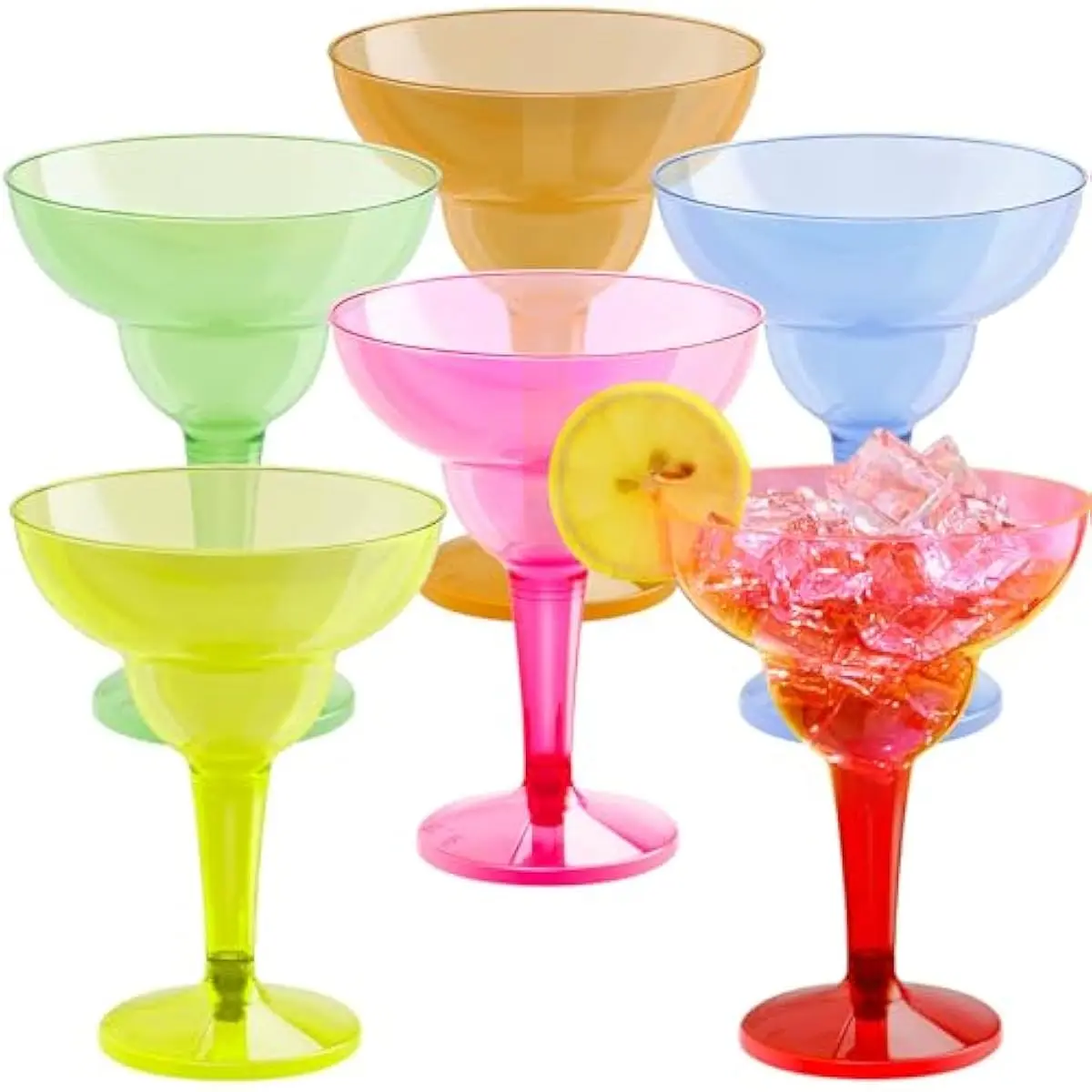 36 Packs Plastic Margarita Glasses Cups 12 oz Disposable Cinco De Mayo Fiesta Party Decoration for Fun Taco Party Supplies, Neon Cocktail Cups, Mexican Theme for Carnivals