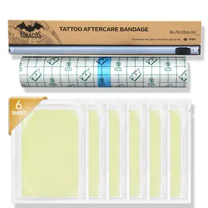 Yokacos Tattoo Aftercare Bandage Roll 6 In x 2.2 Yard Hydrocolloid Bandages 4 x 5.5 In for Scratch Blister Wound Care