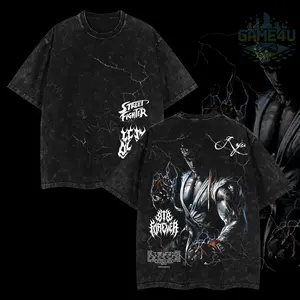 GameLife4U Collection Retro RYU x KEN T-Shirt 100% Premium Cotton Oversized Washed Classic Fit Menswear Top Casual Graphic Soft Clothes Apparel