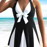 Women's Plus Size Colorblock Print Elegant Slimming Tummy Control Swimwear Swimdresses & Shorts Swimsuit Set, Fitted Swimsuits for All Seasons, Swimsuit Summer, Swimsuit Beachwear