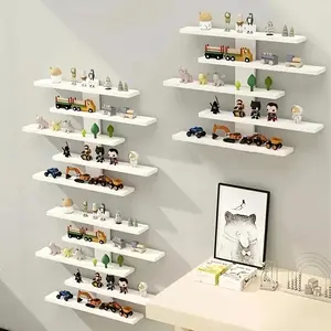 Adjustable Five-Layer Floating Wall Shelf, Easy Assembly Storage Rack for Mini Figurines, Ideal for Dolls, Statues, Toys