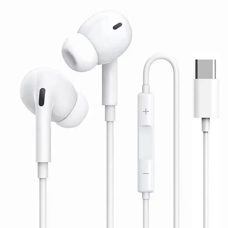 USB-C Wired Semi-In-Ear Headphones, Clear HiFi Stereo Wired Earbuds with Built-in Mic & Adjustable Volume Buttons, Lightweight Portable Daily Earphones, Compatible with iPhone 15/16/17/18, Samsung Galaxy Series, Hands-Free Calling & Daily Audio Use Electr