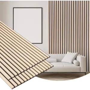 2 Pack  Finish Accent Wall Panels, 3D Slat Acoustic Paneling for Recording Studio, Office, Living Room Interior Decoration ( Oak, 48"L x 24"W)