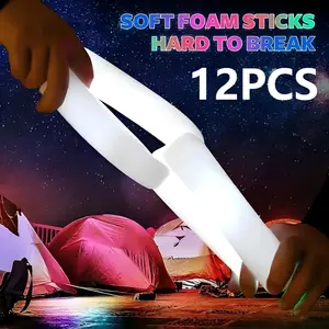 12-Pack Ultra Bright LED Foam Sticks White Color Glow Sticks with 3 Flash Modes Battery-Powered Non-Rechargeable  for Parties Music Festivals Graduations Christmas  Wedding Carnival Camping Party Halloween Favors Colorful Light Gifts Plastic