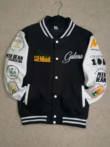 Custom Letterman Jacket - 100% Soft Cotton Silver Button Closure Unisex Fit with Front Chest Corner Sleeves & Large Back Print Options