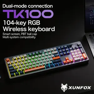 2026 New Full-Size 104-Key Wireless Keyboard Tk100, Dual Mode Bluetooth-compatible & 2.4 Ghz, Silent Office Notebook Universal Keyboard