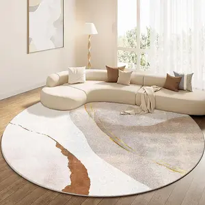 Round Geometric Pattern Rug, Non-slip Soft Floor Mat, Decorative Carpet for Home Living Room Bedroom, Home Decorative Rugs, Foldable & Washable Floor Mat