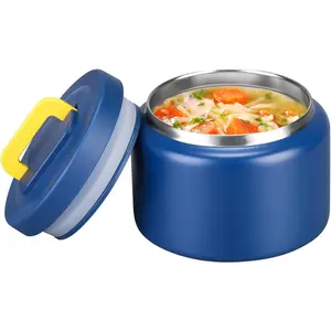 8oz Soup Thermo Wide Mouth Vacuum Insulated Thermo  Jar, Leak Proof Stainless Steel Thermo for Hot&Cold    Lunch Soup Container for School Travel (Blue)