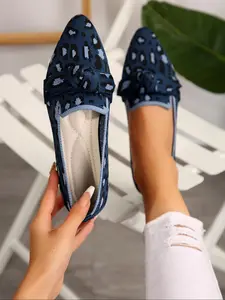 Women's New Pointed Toe Flat Shoes, Casual Knitted Breathable Design, Comfortable Slip-On All Day Wear, Perfect Gift Choice, Rubber