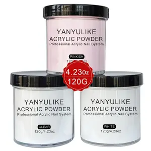 Clear White Pinkish 4oz Acrylic Powder, Professional Acrylic Nail System for Nail Extension Sculpting & 3D Nail Art, Polymer Powder, No Lamp Needed,
