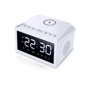 Large-screen wireless charging speaker clock alarm clock Bluetooth speaker hotel desktop multifunctional wireless speaker