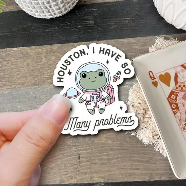 Cute Frog Decorative Sticker - Funny Sarcasm Retro Design Waterproof Vinyl Sticker for Devices, Casing & Accessories (Laptops, Kindles, Phone Cases)