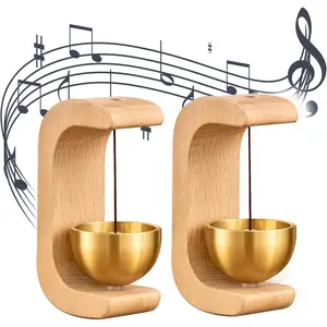 【Only $3.99!!!】2PCS Suction Door Type Solid Wood Wind Chime, Shopkeepers Bell for Opening, Suction Type Solid Wood Wind Chime, Minimalist Wooden Decorative Chime