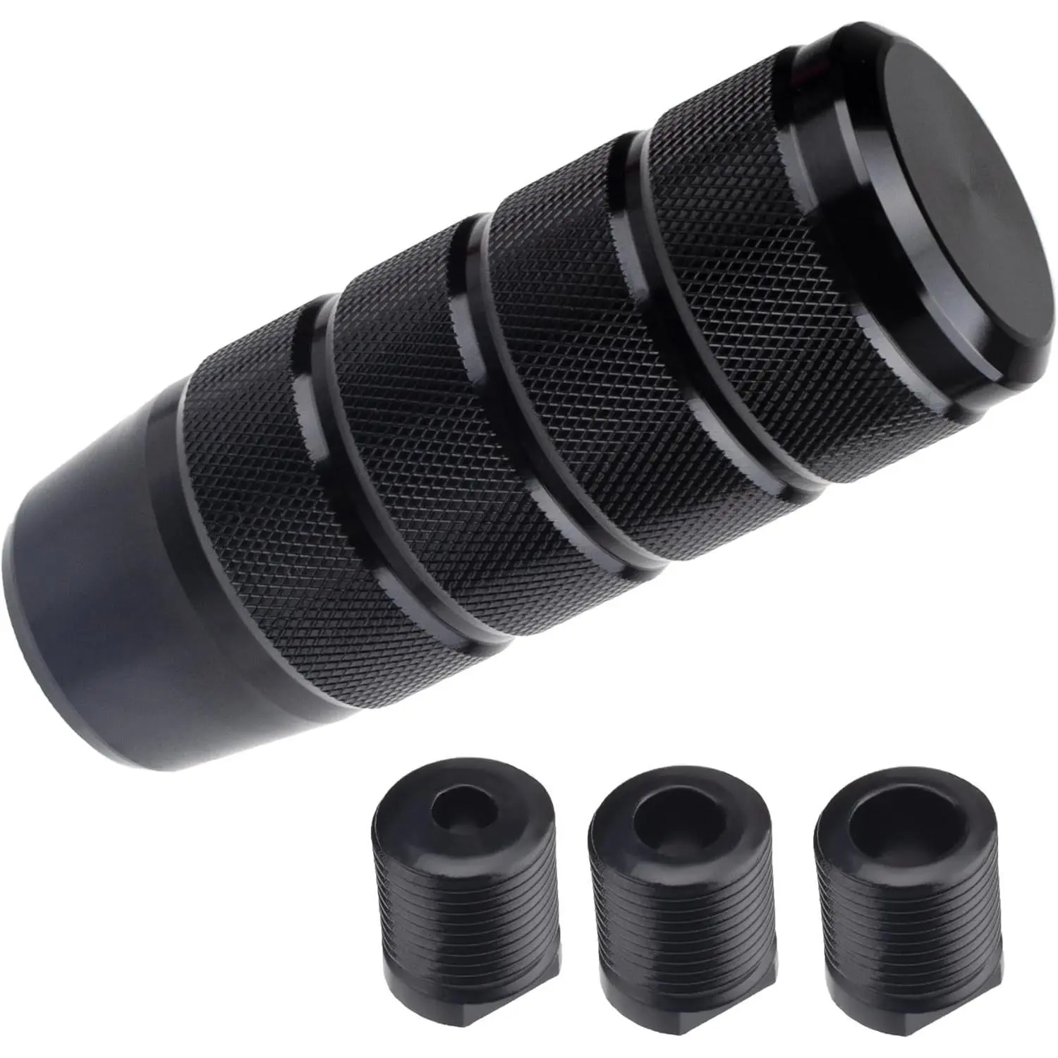 Car Shifter Knob, Aluminum Gear Shift Style Knobs, 3.74" Black Shift Knob with 3 Threaded Adapters M8 M10 M12 x 1.25 Fit Universal Manual Transmission, Automotive, Trucks