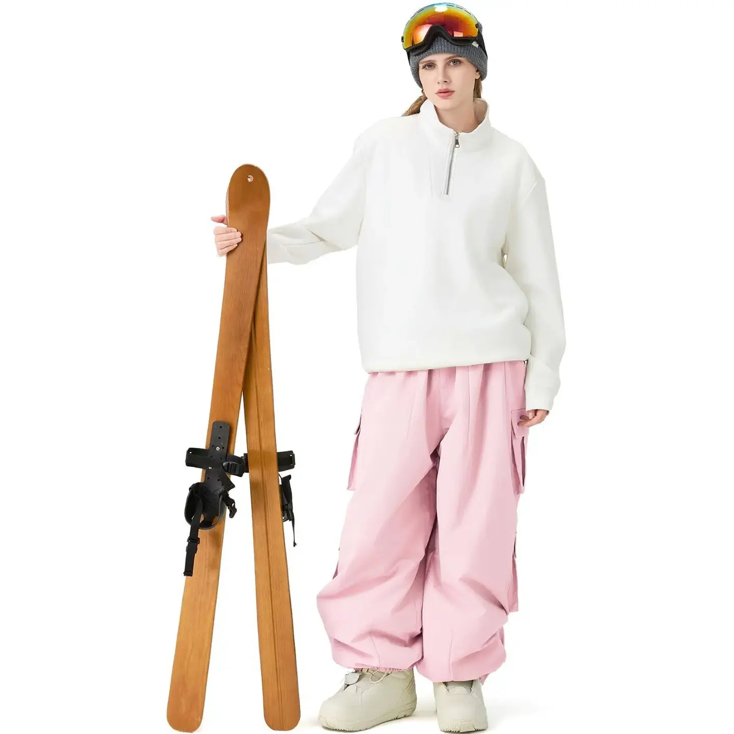 YEEFINE Women's Baggy Insulated Cargo Snow Pants, Waterproof Winter Outdoor Pants with Baggy Style, Flexibility for Different Winter Sports, Versatile Choice for Skiing & Hiking