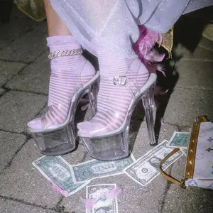 Women's 7 Inch Clear Platform Heel Ankle-Strap Sexy Pole Dance Exotic Stiletto High Heel Shoes Footwear Girl platform sandals wide feet sandals Sandal Flatform Fashion