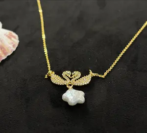 Natural freshwater pearl necklace, swan style starry sky necklace, fashionable classic, versatile, luxurious gift giving, holiday gift with gift box