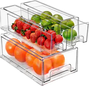 Sorbus Stackable Fridge Drawers - Clear Plastic Rectangle Kitchen Organizer Bins with Lid - 3 Pack & 6 Pack - Crystal-Clear BPA-Free Storage for Cold Cuts & Fresh Fruit - Durable