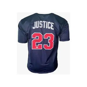 David Justice Autographed Signed Atlanta Blue Baseball Jersey (JSA)