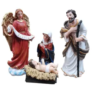 San Jose, Maria y Jesus 8" Inches Tall  Misterio Santo Estatua St Saint Joseph, mother mary and Jesus +Angel