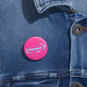 cancer softie (baby blue) button (hot pink)