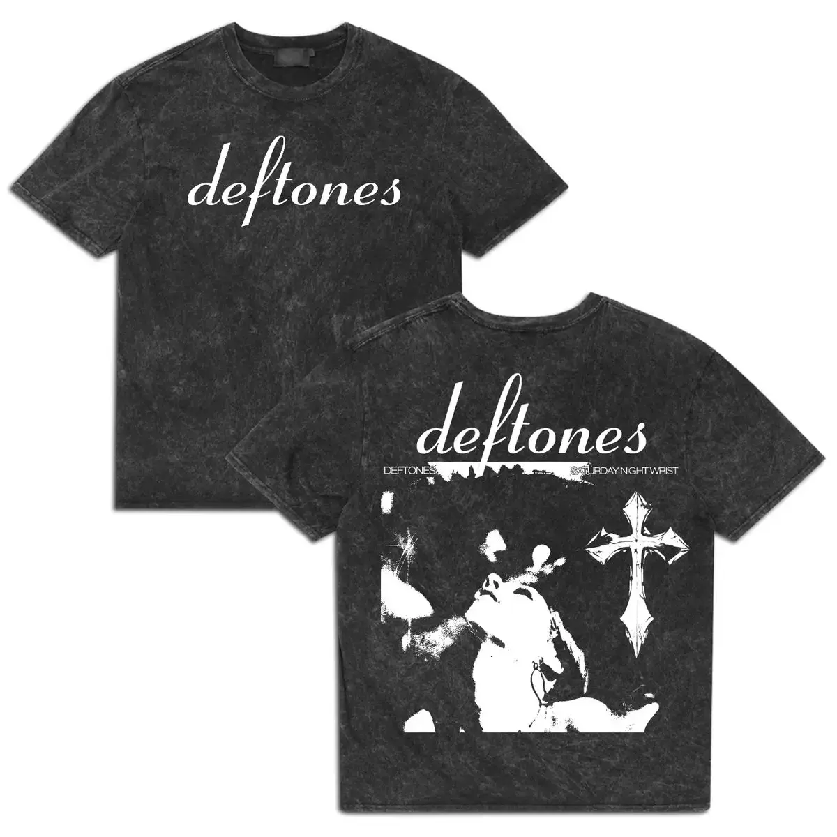 Wash Tee Deftones Band Two Sides Shirt, Hip Hop Streetwear, Saturdayy Night Wrist Shirt, Y2k Music Fan, Unisex Short Sleeve Tee, Graphic Round Neck Tee Menswear Tops