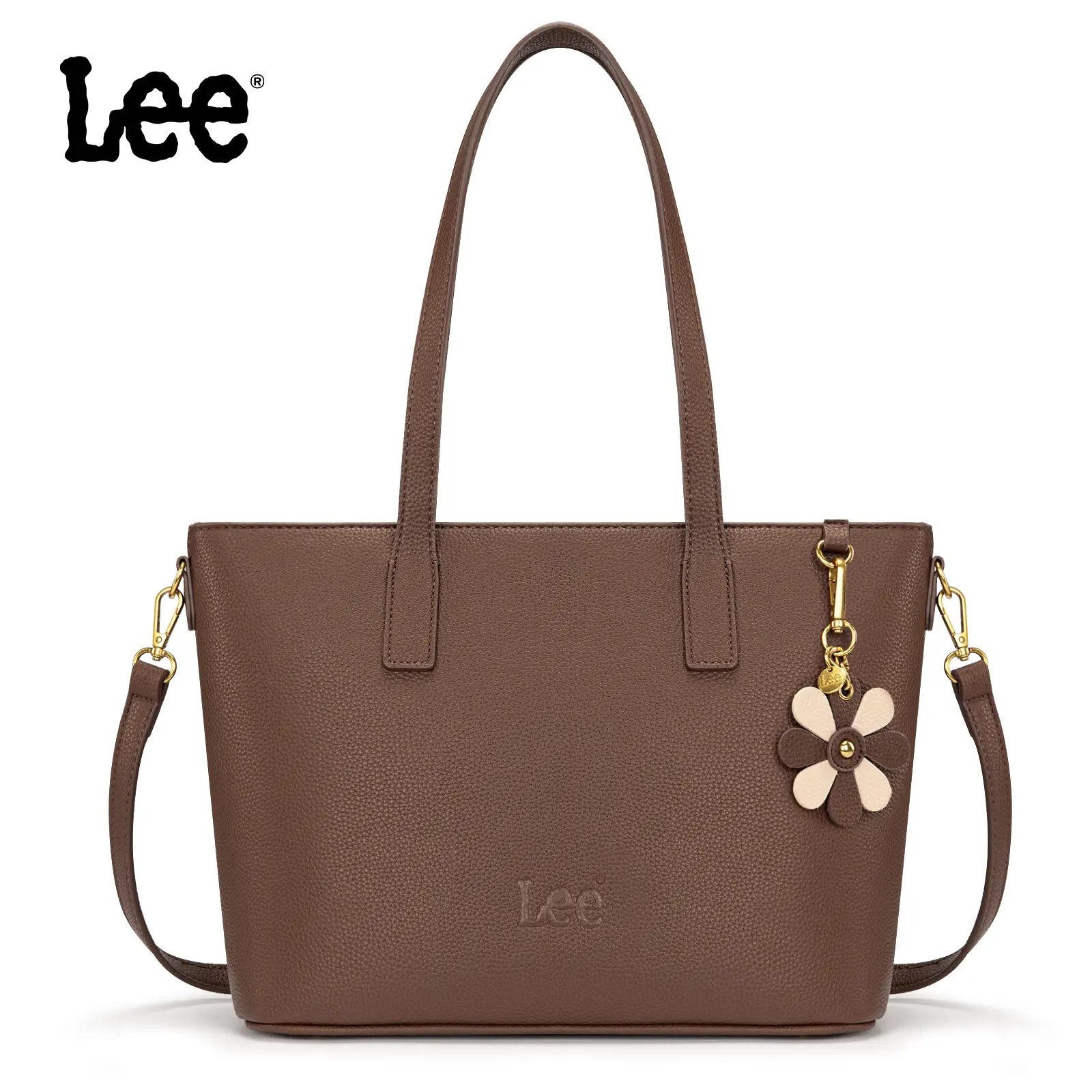 Lee large-capacity tote bag, laptop bag, made of leather, can be carried by hand or worn as a crossbody bag, with adjustable shoulder strap, suitable for work, shopping, travel, and school.