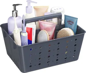 Lifewit Portable Shower Caddy - Plastic Bathroom Organizer with Handle & Drainage Holes, 5 Adjustable Compartments, Ideal for Toiletries & College Dorms