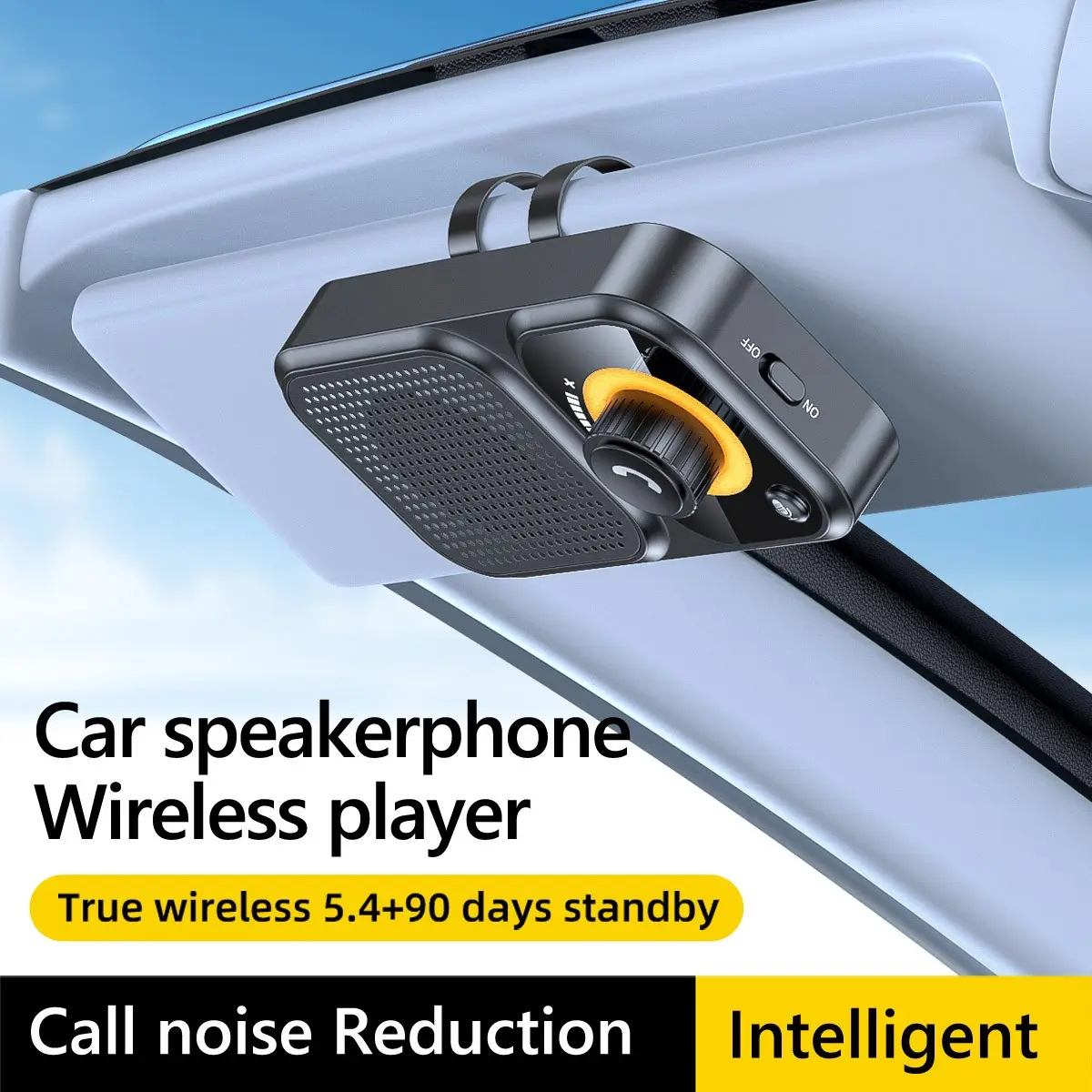 Car Speakerphone 650mah Wireless Kit, Hands-Free Calling, Connects 2 Phones, Auto Power-On, Voice Assistant, Wireless Mp3 Player, Car Audio, Car Gadgets