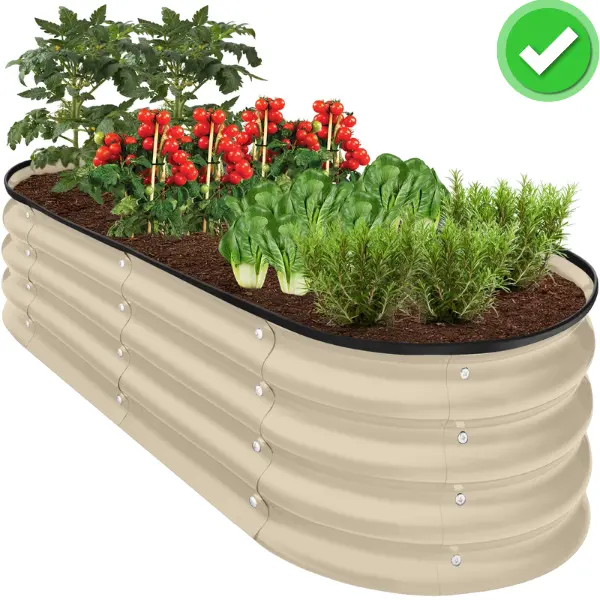 Oval-shaped metal outdoor planter