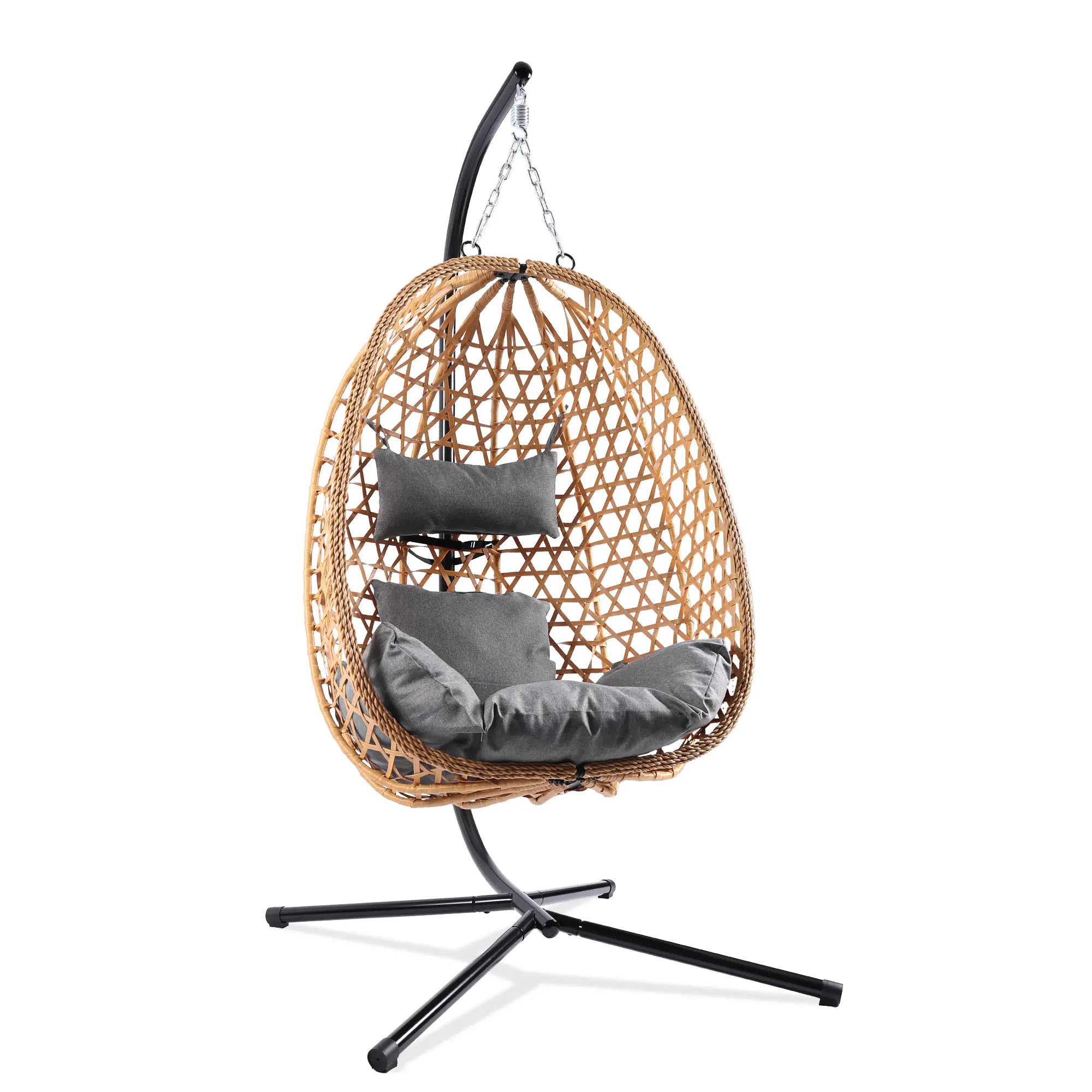 Egg Patio Swing Chair – Wicker Design, Perfect for Indoor and Outdoor Use, Supports Up to 350LB, Includes Cushion for Extra Comfort,Summervibes