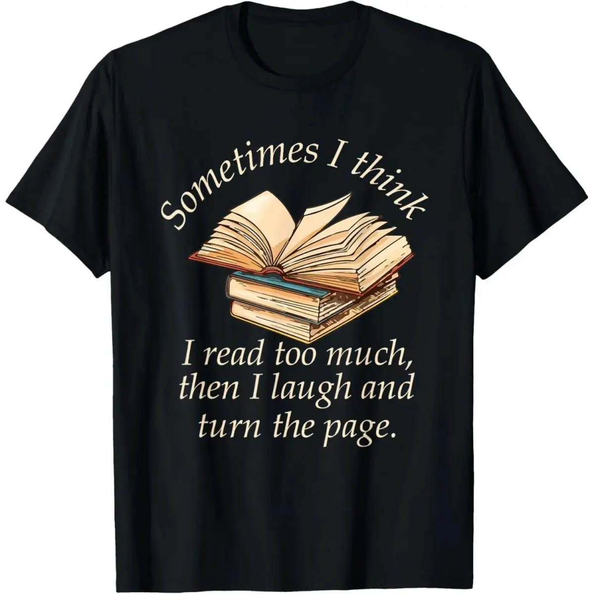 Men's Classic T-Shirt with "Read Too Much" Graphic, Relaxed Fit Shirt in Soft 100% Cotton, Casual & Breathable, Tee, Round Neck, Menswear, Fabric, True-To-Size For That Laidback Weekend Feel, Size Down If You Prefer A Fitted Look, Comfy, Shortsleeve, Top,