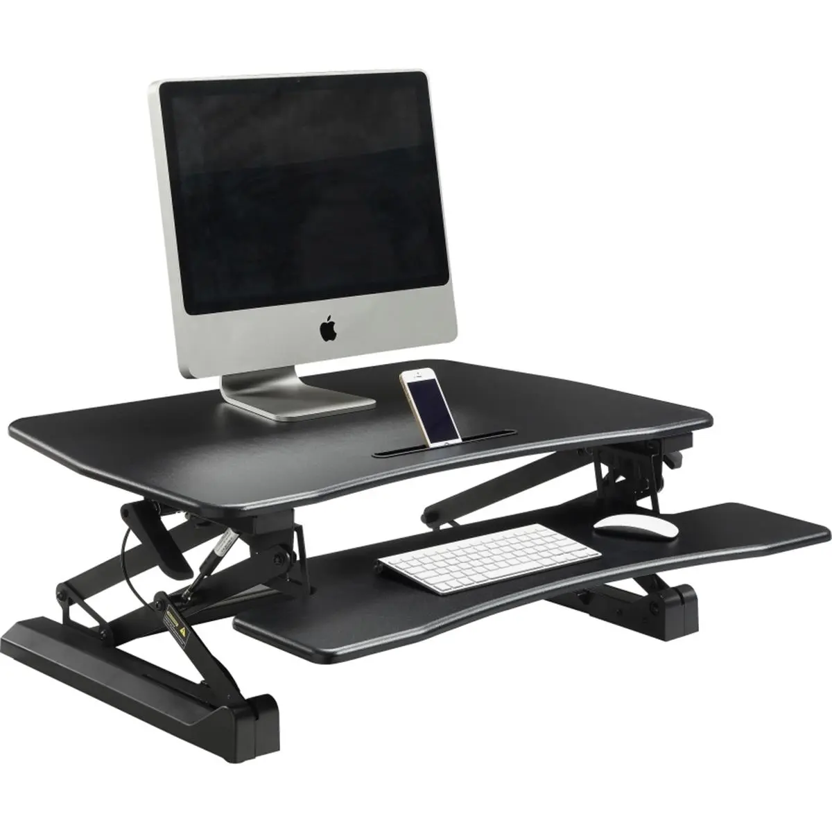 Lorell Ergonomic Gas Lift Monitor Riser - Adjustable Desk Riser with Keyboard Tray, Black