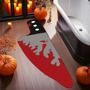 1pc Halloween rug, long rug, Furry Soft Rugs, creative screaming knife shape pattern design, Halloween decoration, soft and comfortable furry floor mat, suitable for living room, bedroom, bedside area, cloakroom and leisure area, 50x120cm/19.7x47.2inch