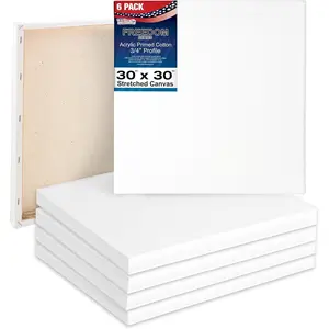 30 x 30 inch Stretched Canvas 12-Ounce Triple Primed, 6-Pack - Professional ist Quality White Blank 3/4" Profile,  Cotton, Heavy-Weight Gesso -  Pouring, Oil Painting