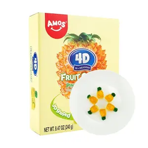 Amos Sweets 4D Pineapple Gummy Candy - Bursting with Juice, Gluten-Free, 240g