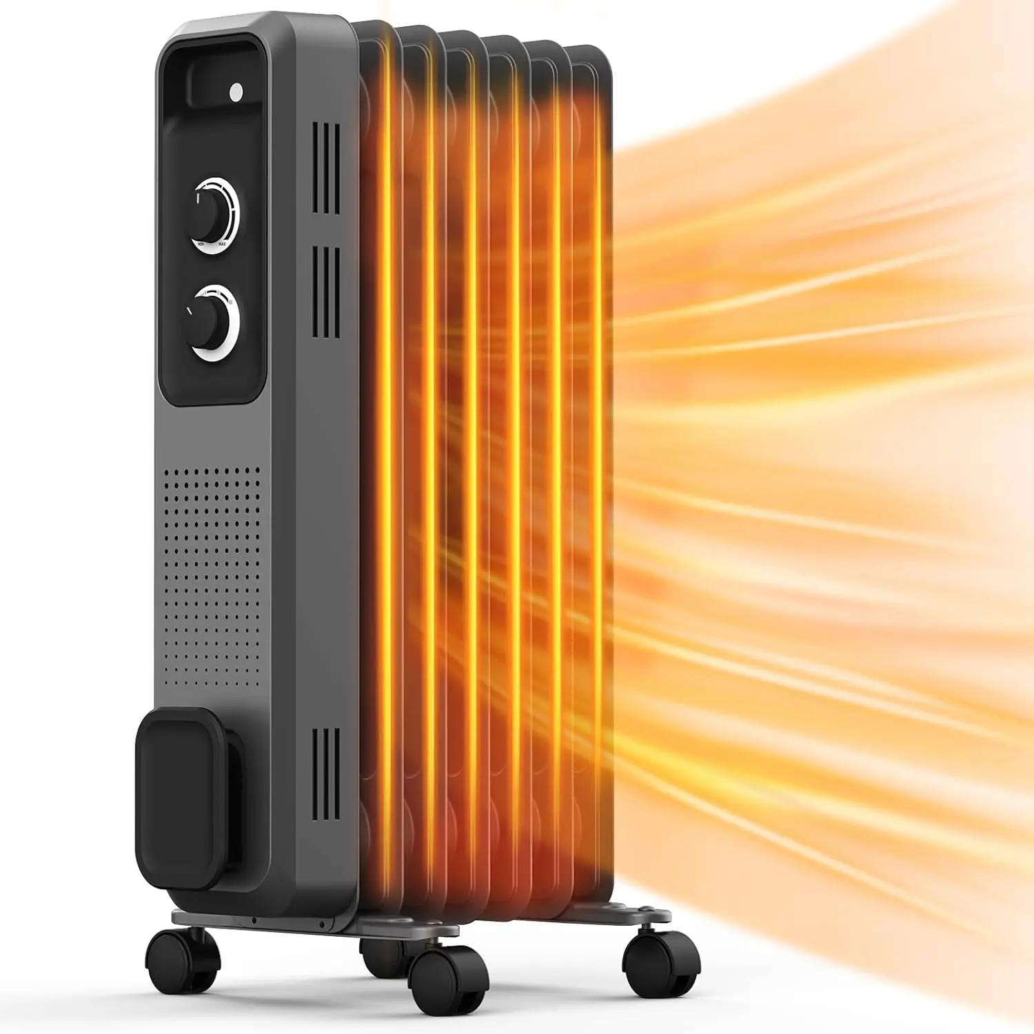 R.W.FLAME Oil Filled Radiator Heater - 1500w Max Radiators with 3 Heat Settings (1500w, 600w), Thermostatic Adjustable Thermostat, Portable Silent Home Office Heater, Tip-over & Overheat Guard Protection