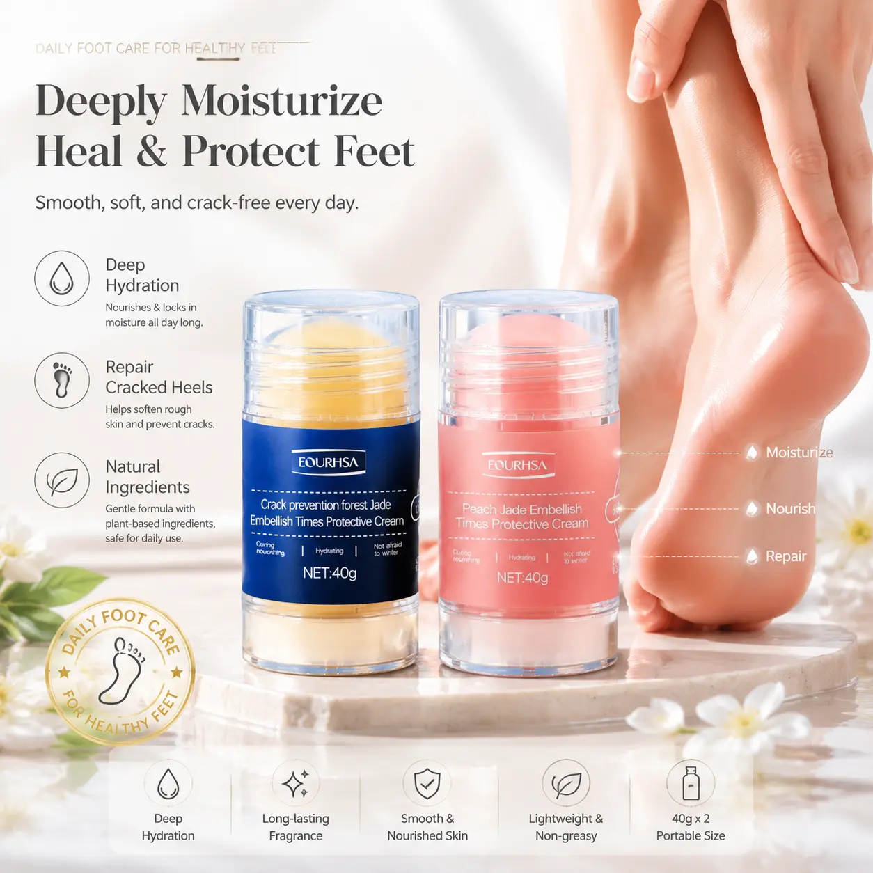 Buy 1 Get 1,Foot Care Cream,Anti Cracked Foot Cream,Moisturizing,Anti Crack,Softening and Nourishing Cream for Dry,Cracked Feet heel treatment anti-crack lotion crema hidratante para pies beauty Hydrating Smooth
