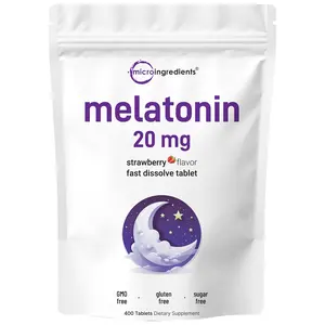Micro Ingredients Melatonin 20mg Tablets, 400 Counts, Natural Strawberry Flavor