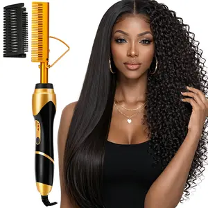 Electric Heating  Hot Comb, Suitable for both Wigs and Real Hair & Multiple Temperature Adjustment Settings and Safe Anti-scald Design, Gently Caring for Your Wig