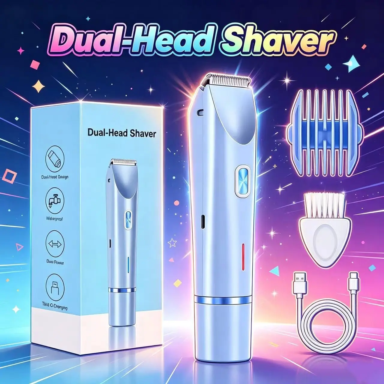 Women's Electric Dual-Head Bikini Trimmer, Body Hair Remover, Cheek Leg Arm Armpit Hair Removal Tool, Portable & Efficient Design