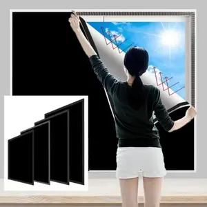 100% Blackout Curtains Portable Self-Adhesive Waterproof Drapes for Bedroom Dormitory, Easy Install Privacy Window Covering