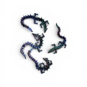 3D Printed Multicolored Articulated Dragon Figurine with Detailed Scales and Flexible Joints for Collectors