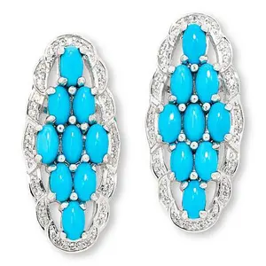 Colleen Lopez Sleeping Beauty Turquoise and Zircon Cluster Earrings