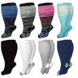 8 Pairs Plus Size Compression Socks for Women Men Compression Socks Wide Calf Sock Knee High Length Support for Work Leg Long Compression Stockings Travel Beat Rated