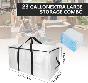 Extra Large Waterproof Moving Tote Bags – Storage Organizer Set with Vacuum Seal Bags for College & Travel