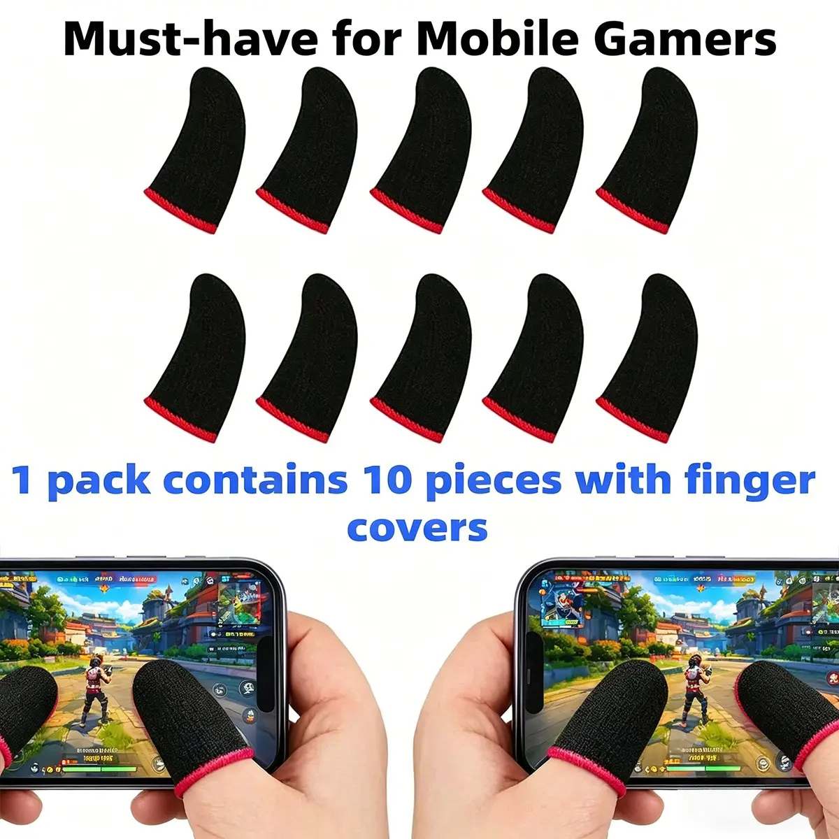 10pcs Carbon Fiber Gaming Finger Sleeves, Gaming Accessory, Anti-Slip Sweatproof Breathable, for Phone, Switch, Game Controller, Practical Father's Day Gift