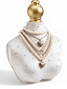 Retro Diamond-Studded Velvet Necklace Display (6.7"), Exquisite Decorative Jewelry Stand, Perfect for Home Bedroom/Closet Storage & Wedding Shows