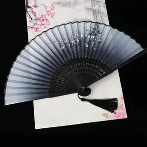 Vintage Style Bamboo Folding Fan, 1 Count Traditional Chinese Hanfu Dance Accessories, Portable Fan for Women, Decorative Gift for Graduation Season